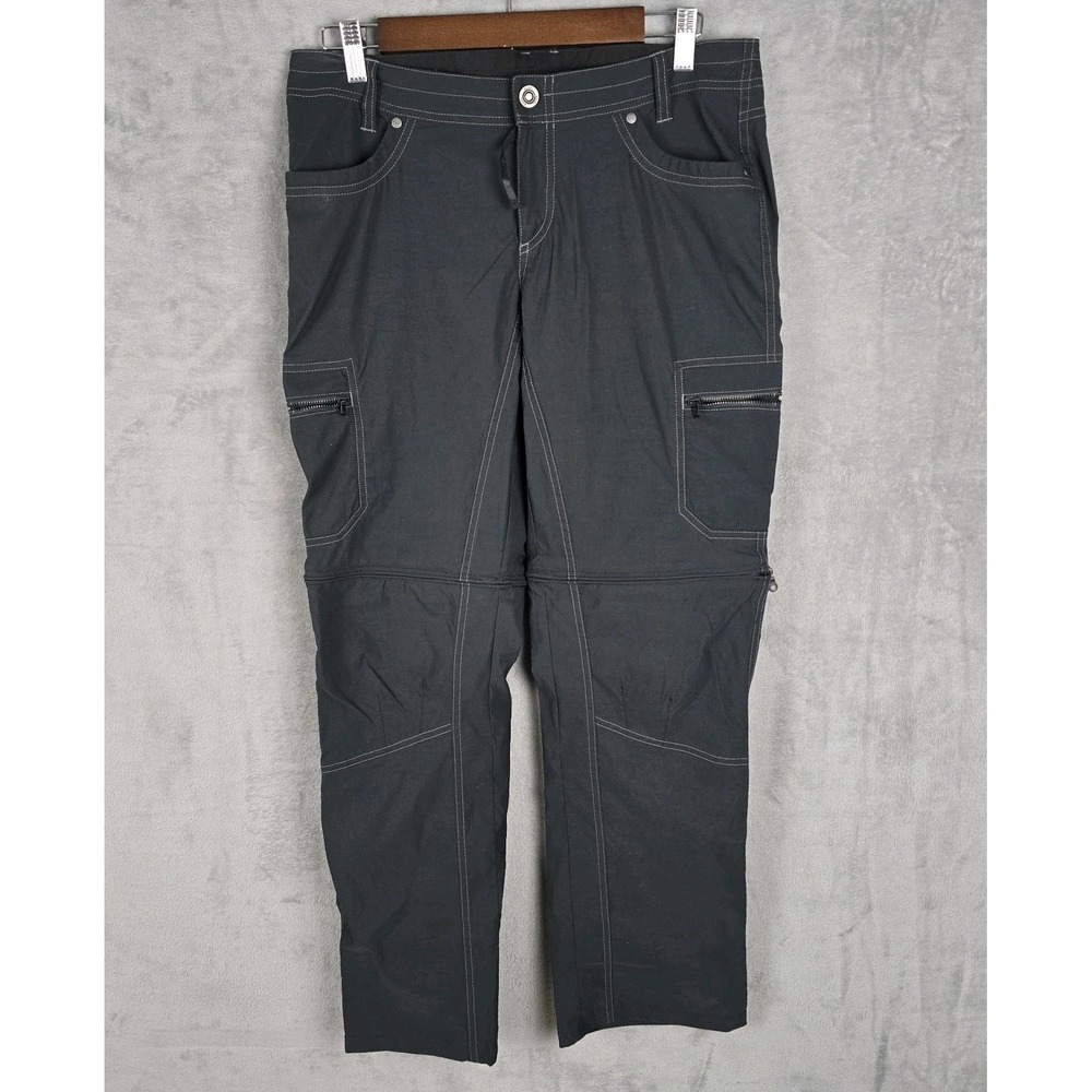 Kuhl Kliffside Convertible Pants Women's 10 Black Nylon Stretch Straight Leg
